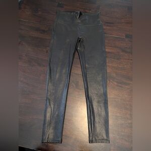 Spanx Black Faux Leather Leggings, Women's Large